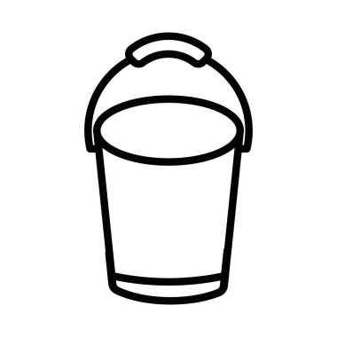 Kova simgesi doğrusal logo işareti web için siyah beyaz olarak belirlendi