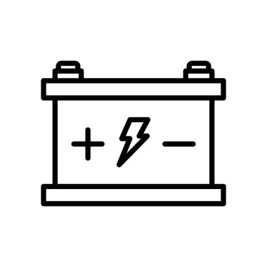 Araba Bataryası simgesi doğrusal logo işareti web için siyah beyaz olarak belirlendi