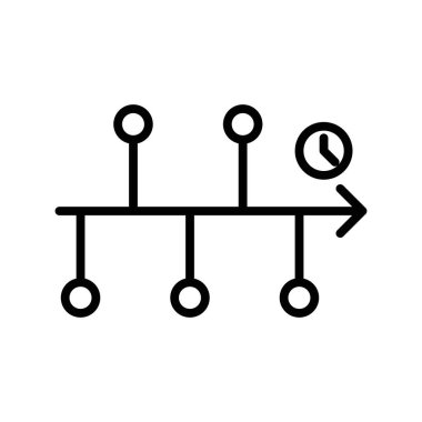 Kronoloji simgesi doğrusal logo işareti web için siyah beyaz olarak belirlendi