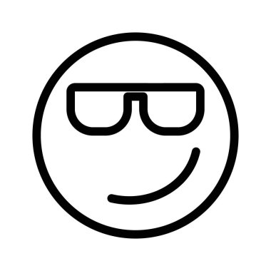 Cool Emoji Simgesi doğrusal logo işareti web için siyah ve beyaz koleksiyonu