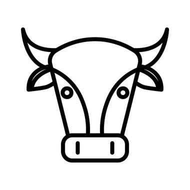 İnek başlığı simgesi doğrusal logo işareti web için siyah ve beyaz koleksiyonu