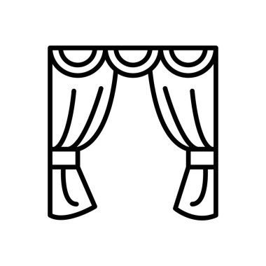 perde simgesi doğrusal logo işareti web için siyah-beyaz koleksiyonu