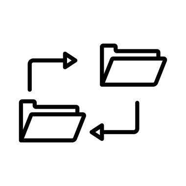 Veri eşzamanlama simgesi doğrusal logo işareti web için siyah ve beyaz olarak belirlendi