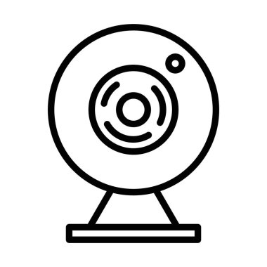 Web için dijital Webcam simgesi doğrusal logo işareti koleksiyonu siyah ve beyaz olarak ayarlandı