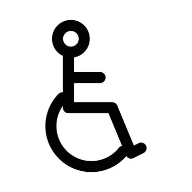 Özürlü Tekerlek Sandalyesi Simge doğrusal logo işaretleri web için siyah beyaz olarak belirlendi