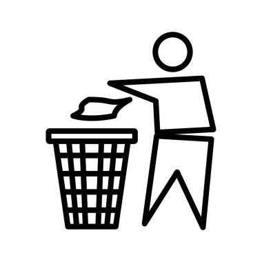 Simge doğrusal logo işaretini web için siyah ve beyaz olarak çöp atma