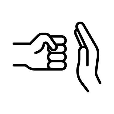 Aile içi şiddet simgesi doğrusal logo işareti web için siyah beyaz olarak belirlendi