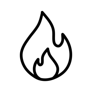 Alev alev simgesi doğrusal logo işareti web için siyah beyaz olarak belirlendi