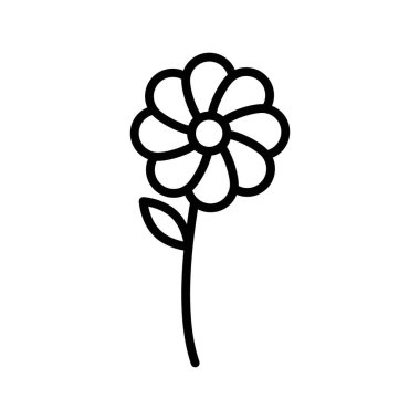 Çiçek simgesi doğrusal logo işareti web için siyah beyaz olarak belirlendi