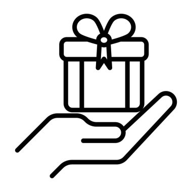 Ücretsiz hediye simgesi doğrusal logo işareti web için siyah ve beyaz olarak belirlendi