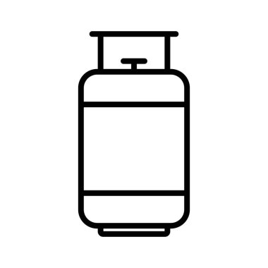 Gaz silindiri simgesi doğrusal logo işaretleri web için siyah ve beyaz olarak belirlendi