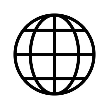 dünya simgesi doğrusal logo işaretleri web için siyah ve beyaz olarak belirlendi