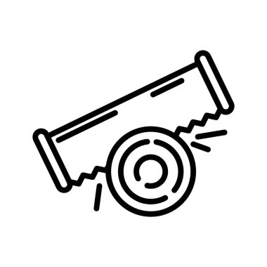 Demir testeresi simgesi doğrusal logo işareti web için siyah beyaz olarak belirlendi