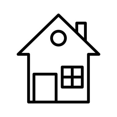 Ev simgesi doğrusal logo işareti web için siyah beyaz olarak belirlendi