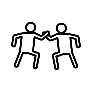 karate simgesi doğrusal logo işareti web için siyah beyaz olarak belirlendi