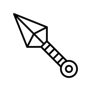 Kunai bıçak ikonu fırlatma lineer logo işareti web için siyah ve beyaz koleksiyonu