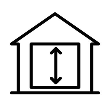 En düşük tavan yüksekliği simgesi doğrusal logo işareti web için siyah ve beyaz olarak belirlendi