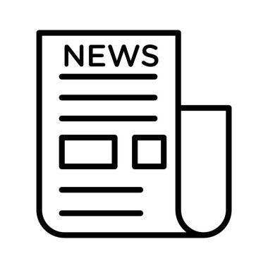 Gazete simgesi doğrusal logo işareti web için siyah-beyaz koleksiyonu