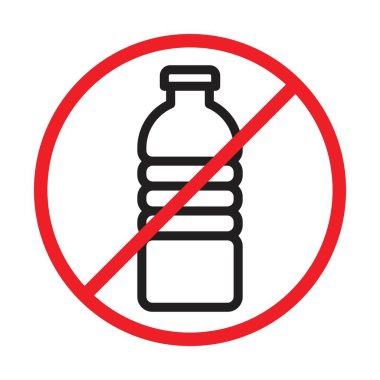 Hiçbir plastik şişe simgesi lineer logo işareti web için siyah beyaz olarak belirlenmedi