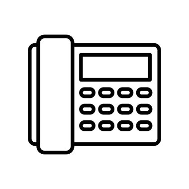 Ofis Telefonu simgesi doğrusal logo işareti web için siyah beyaz olarak belirlendi