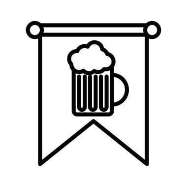 Oktoberfest simgesi doğrusal logo işareti web için siyah beyaz olarak belirlendi