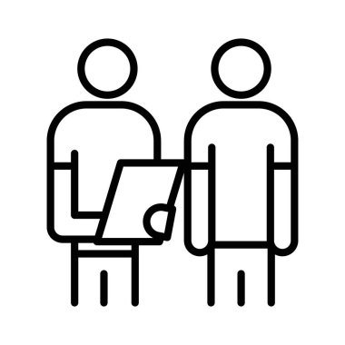 Ağızdan anket simgesi doğrusal logo işaretleri web için siyah beyaz olarak belirlendi