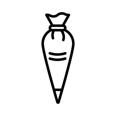 Pasta poşeti simgesi doğrusal logo işareti web için siyah beyaz olarak belirlendi