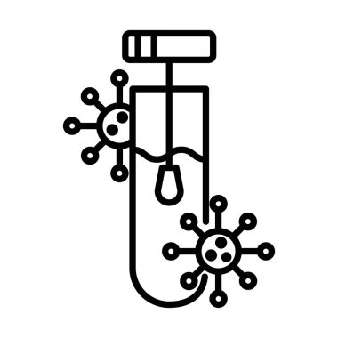 PCR test simgesi doğrusal logo işareti web için siyah ve beyaz olarak belirlendi