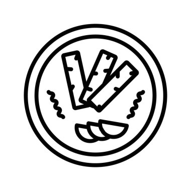 Popiah simgesi doğrusal logo işareti web için siyah beyaz olarak belirlendi