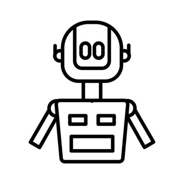 Robot Simgesi doğrusal logo işaretleri web için siyah beyaz olarak belirlendi