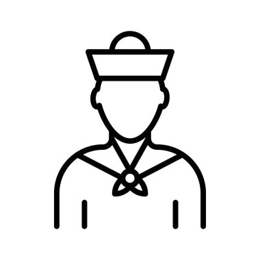 Sailor simgesi doğrusal logo işareti web için siyah beyaz olarak belirlendi