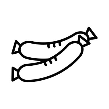 Sausages simgesi doğrusal logo işareti web için siyah beyaz koleksiyonu