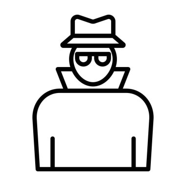 Gizli ajan simgesi doğrusal logo işareti web için siyah-beyaz koleksiyonu