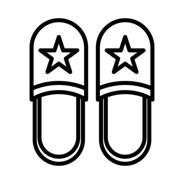 Terlik simgesi doğrusal logo işareti web için siyah beyaz olarak belirlendi