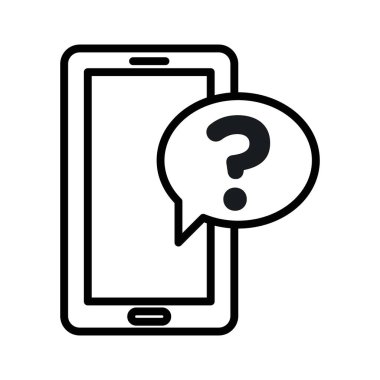 Smartphone Yardım ve Destek simgesi doğrusal logo işareti koleksiyonu web için siyah ve beyaz olarak ayarlandı