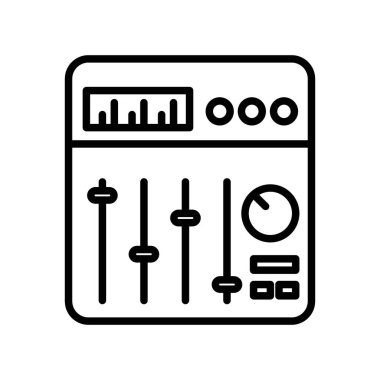Ses karıştırıcı simgesi doğrusal logo işareti web için siyah beyaz olarak belirlendi