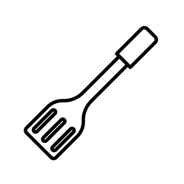 spatula simgesi doğrusal logo işareti web için siyah ve beyaz olarak belirlendi