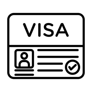 Web için siyah ve beyaz olarak vize simgesi doğrusal logo koleksiyonunu başlat