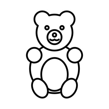 Oyuncak ayı simgesi doğrusal logo işareti web için siyah beyaz olarak belirlendi