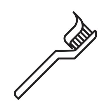 Diş fırçası simgesi doğrusal logo işareti web için siyah ve beyaz koleksiyonu