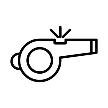 Islık simgesi doğrusal logo işareti web için siyah beyaz olarak belirlendi