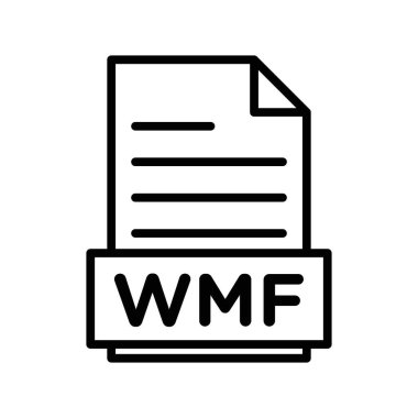 WMF Dosya Belgesi Simgesi Doğrusal logo işareti koleksiyonu web için siyah ve beyaz olarak ayarlandı