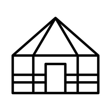 Yurt Simgesi doğrusal logo işareti web için siyah-beyaz koleksiyonu