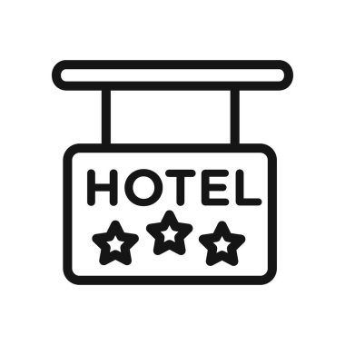 3 yıldızlı otel simgesi vektör çizgisi logosu veya sembol koleksiyon taslak biçimi
