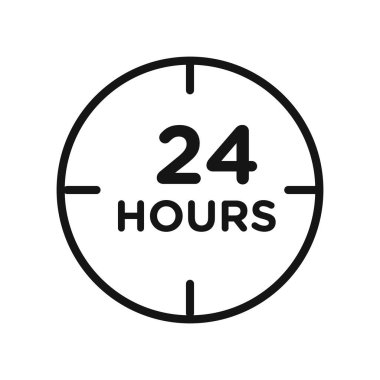 24 saat simge vektör çizgisi logosu veya sembol koleksiyon taslak biçimi