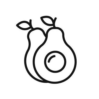 avokado simgesi vektör çizgisi logosu veya sembol koleksiyon taslak biçimi