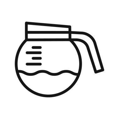 kahve demliği simgesi vektör çizgisi logosu veya sembol koleksiyon taslak biçimi