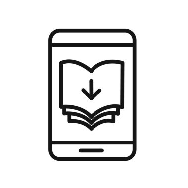 E kitap indirme simgesi vektör çizgisi logosu veya sembol koleksiyon taslak biçimi