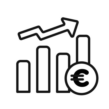 Euro grafik çizelgesi vektör çizgisi logosu veya sembol koleksiyon özet biçimi