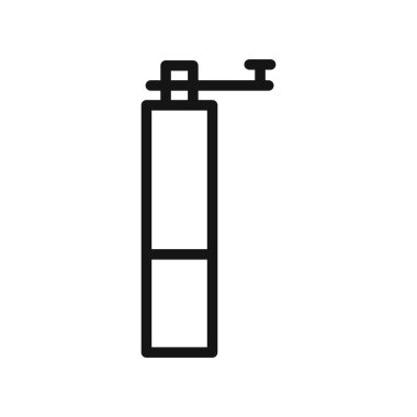 Elle kahve öğütücü ikon vektör çizgisi logosu veya sembol koleksiyon taslak biçimi